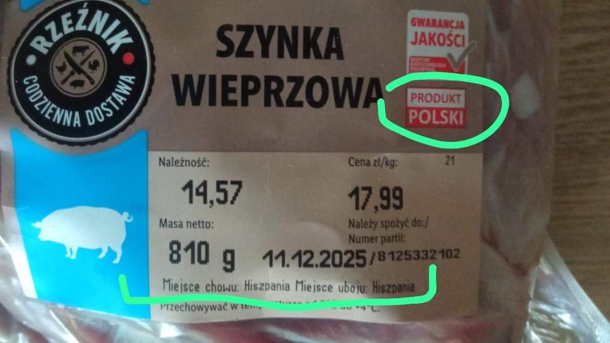 Szynka z Hiszpanii sprzedawana jako polska