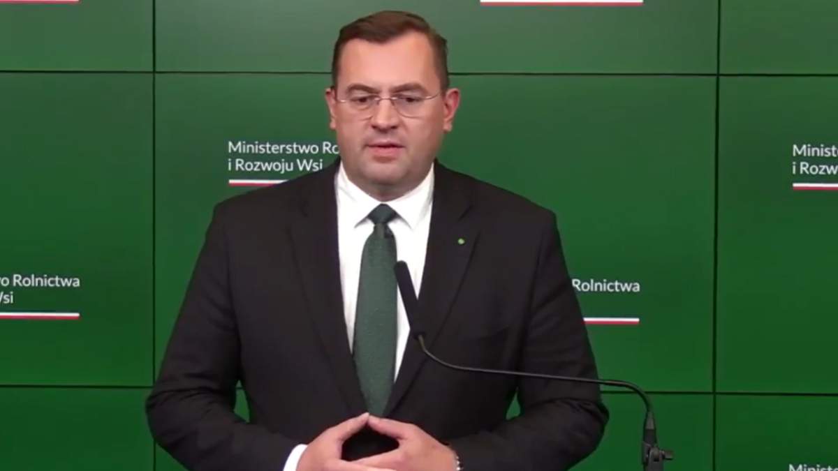 Stefan Krajewski, minister rolnictwa, podczas spotkania z dziennikarzami 16 października