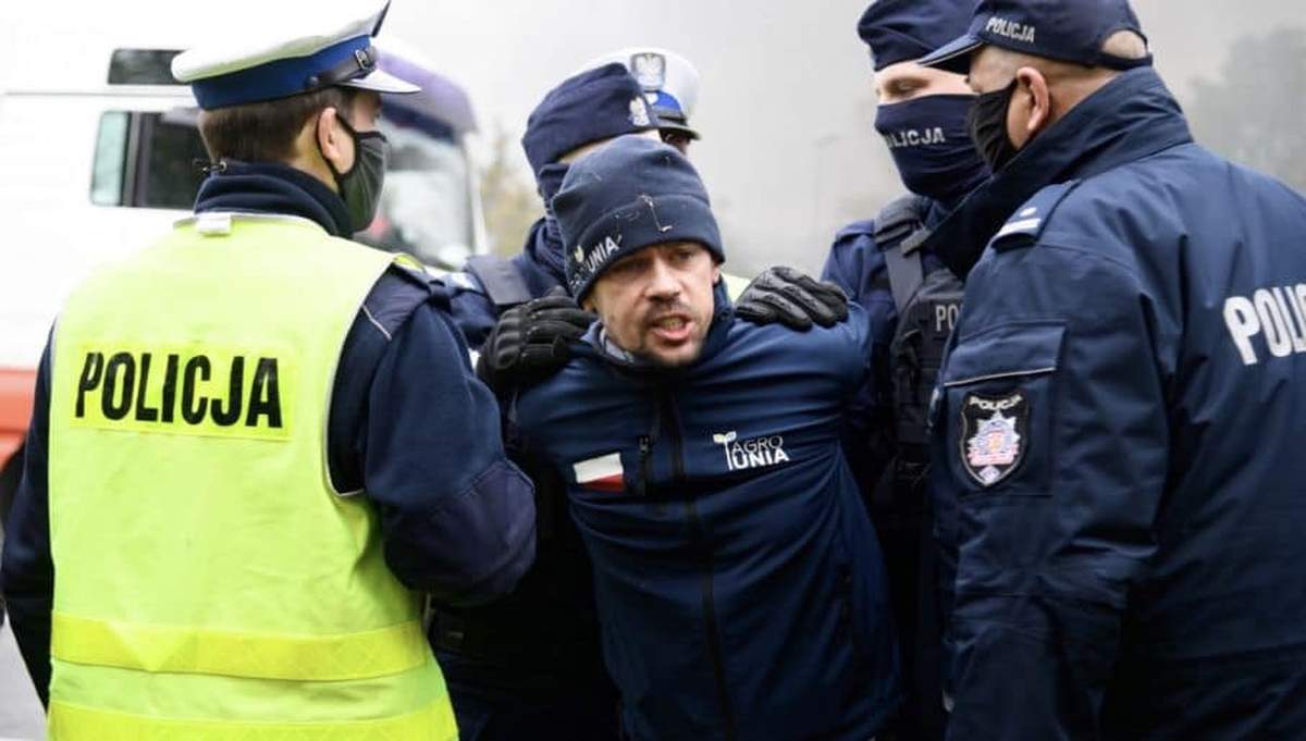 Policja zatrzymała lidera Agrounii Michała Kołodziejczaka